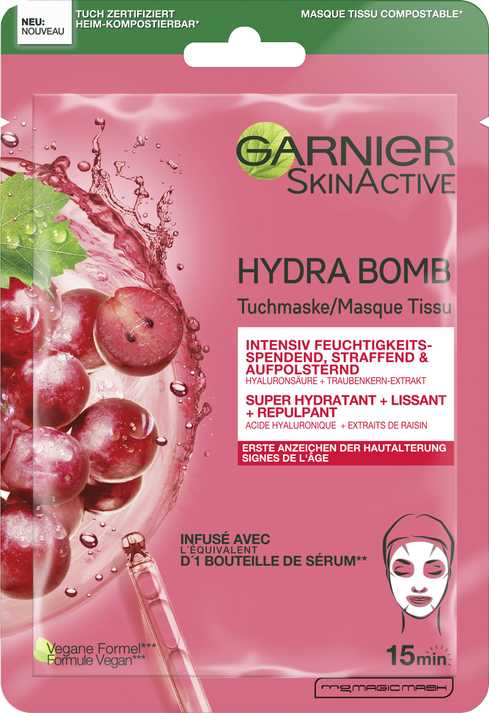 Garnier SkinActive Hydra Bomb stofmaske med vindruekerner