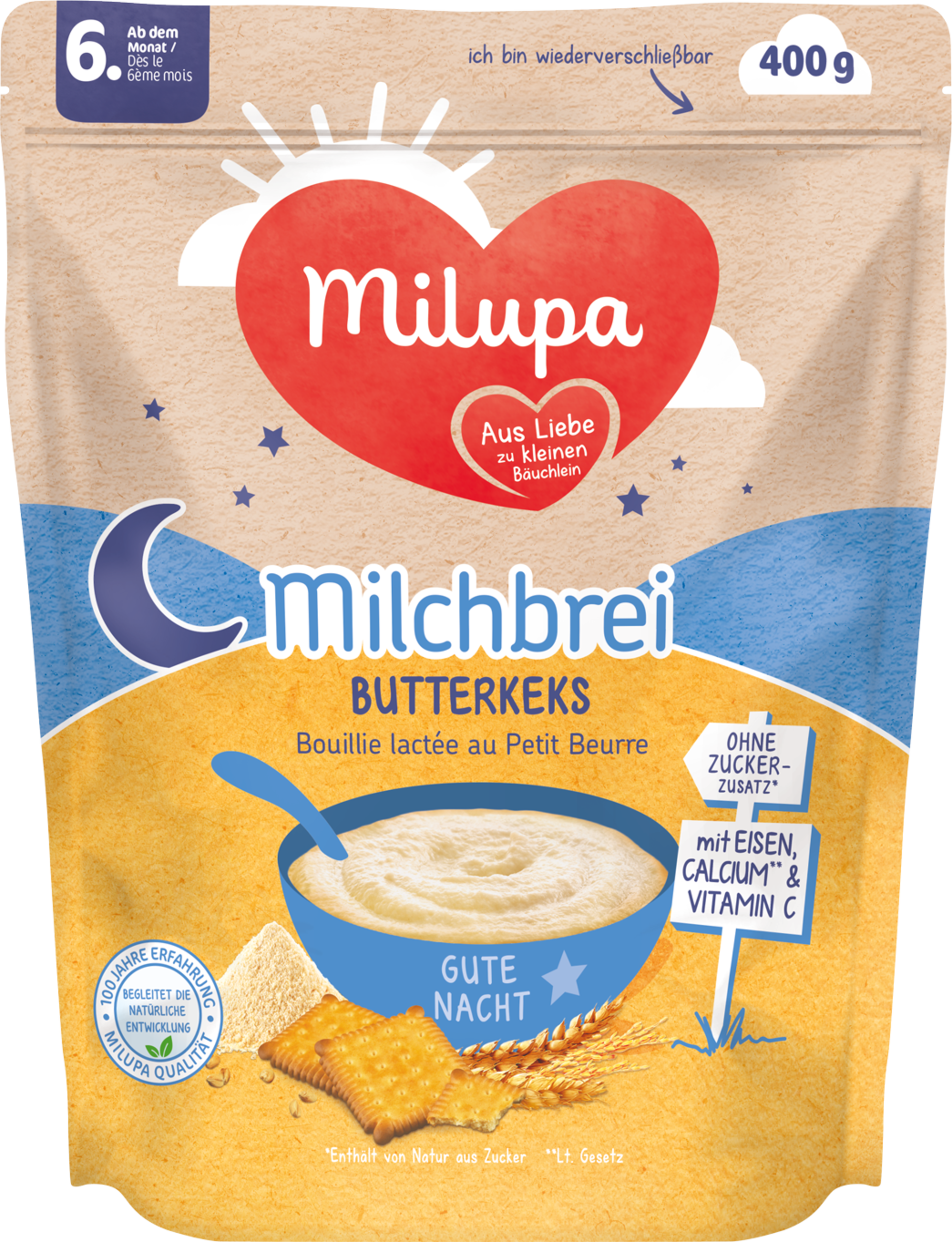 Milupa Mælkegrød med smørkiks Good Night fra 6. måned