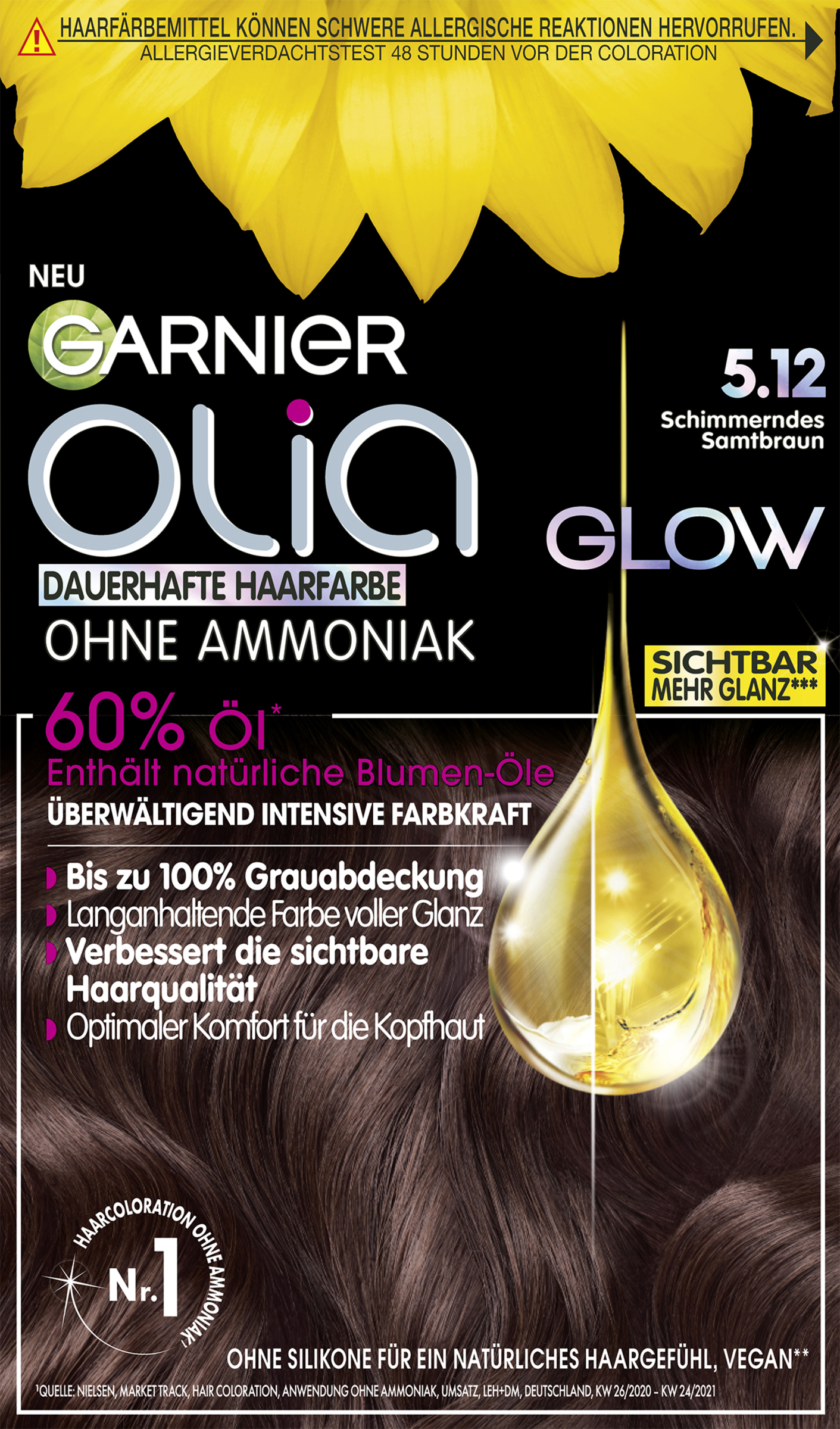 Garnier Olia Permanent hårfarve nr. 5.12 glitrende fløjlsbrun