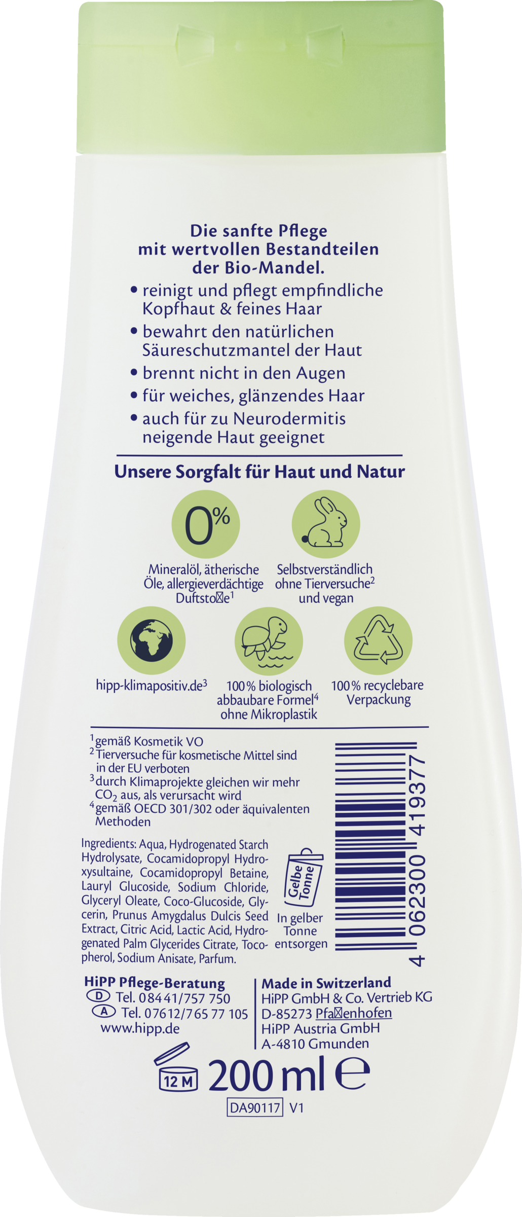 HiPP Babysanft babyshampoo Sensitiv Køb online rossmann.dk