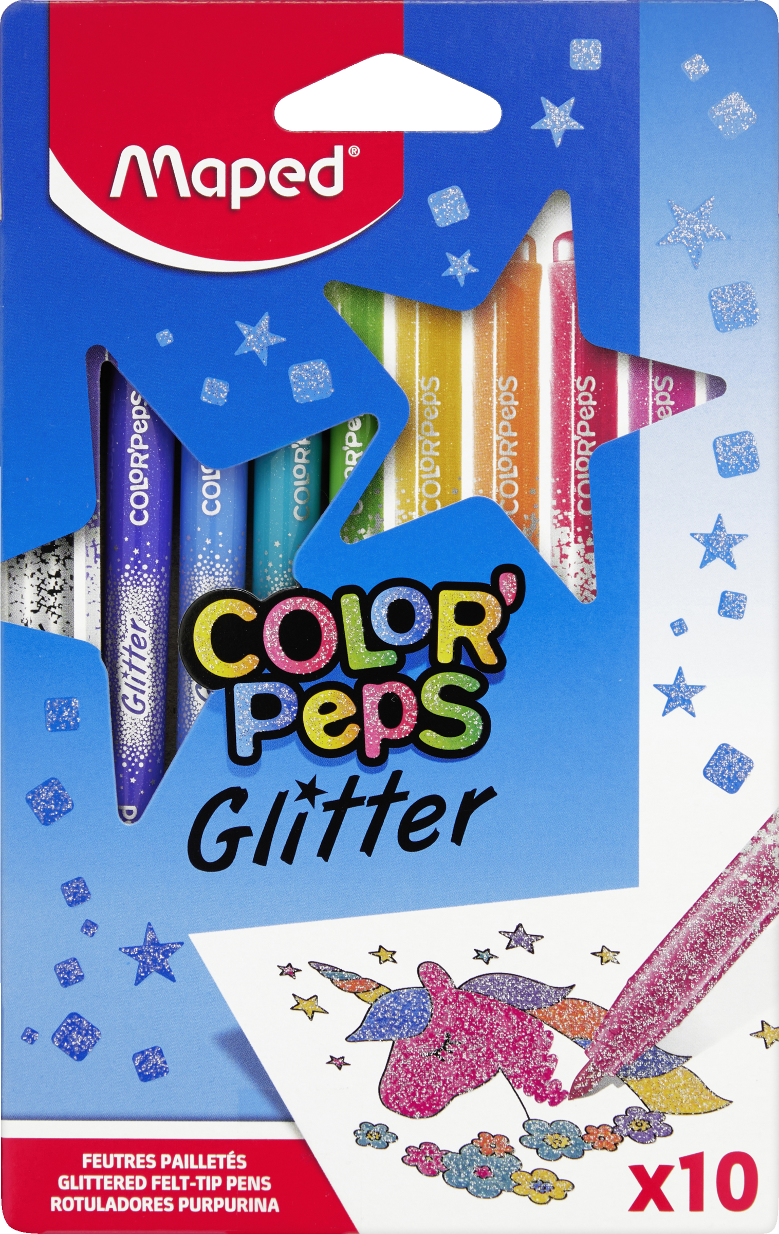 Maped Sæt med 10 glitter-tuscher