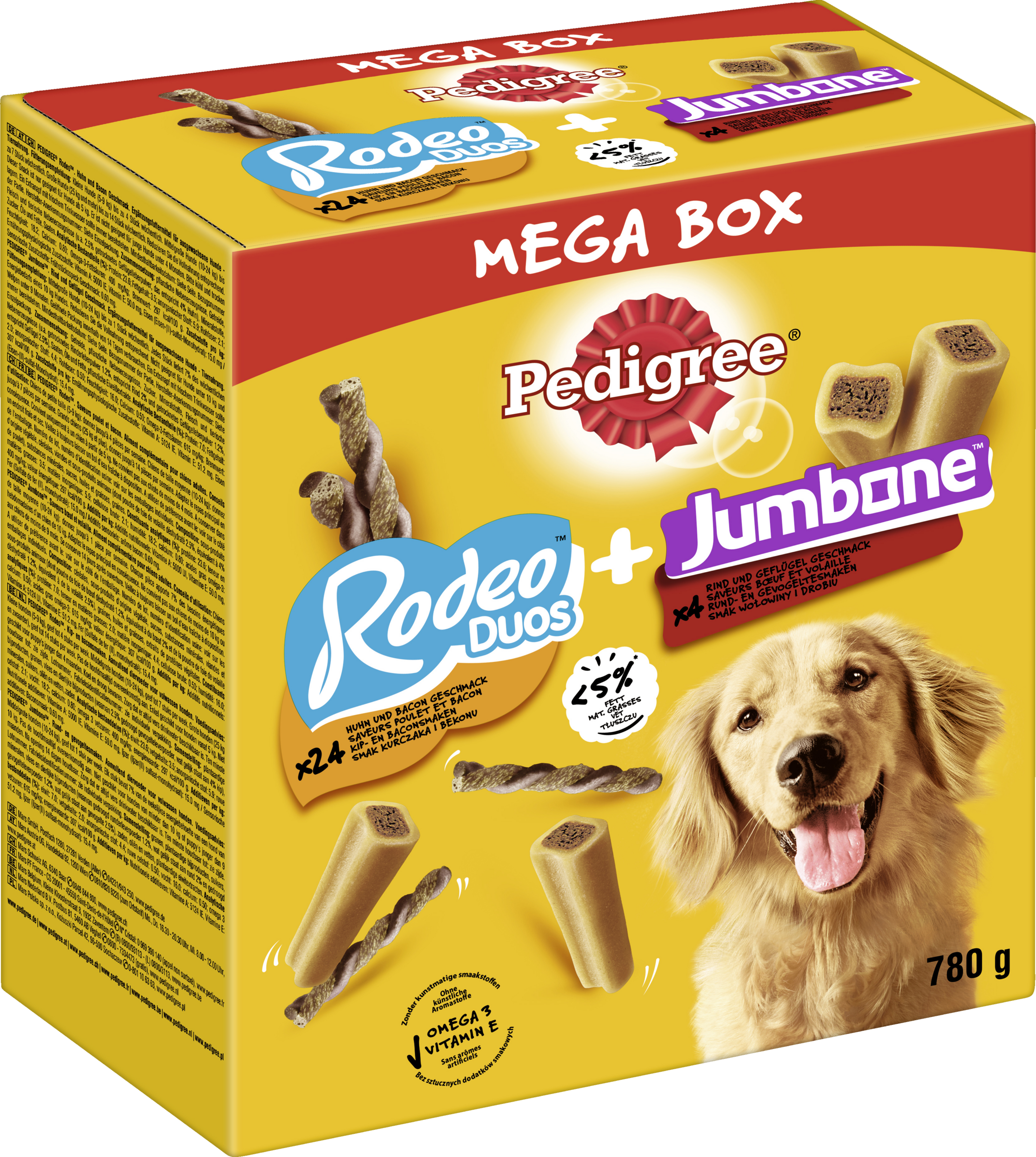 Pedigree Mega Box Snacks med Rodeo Duos & Jumbone tyggeben