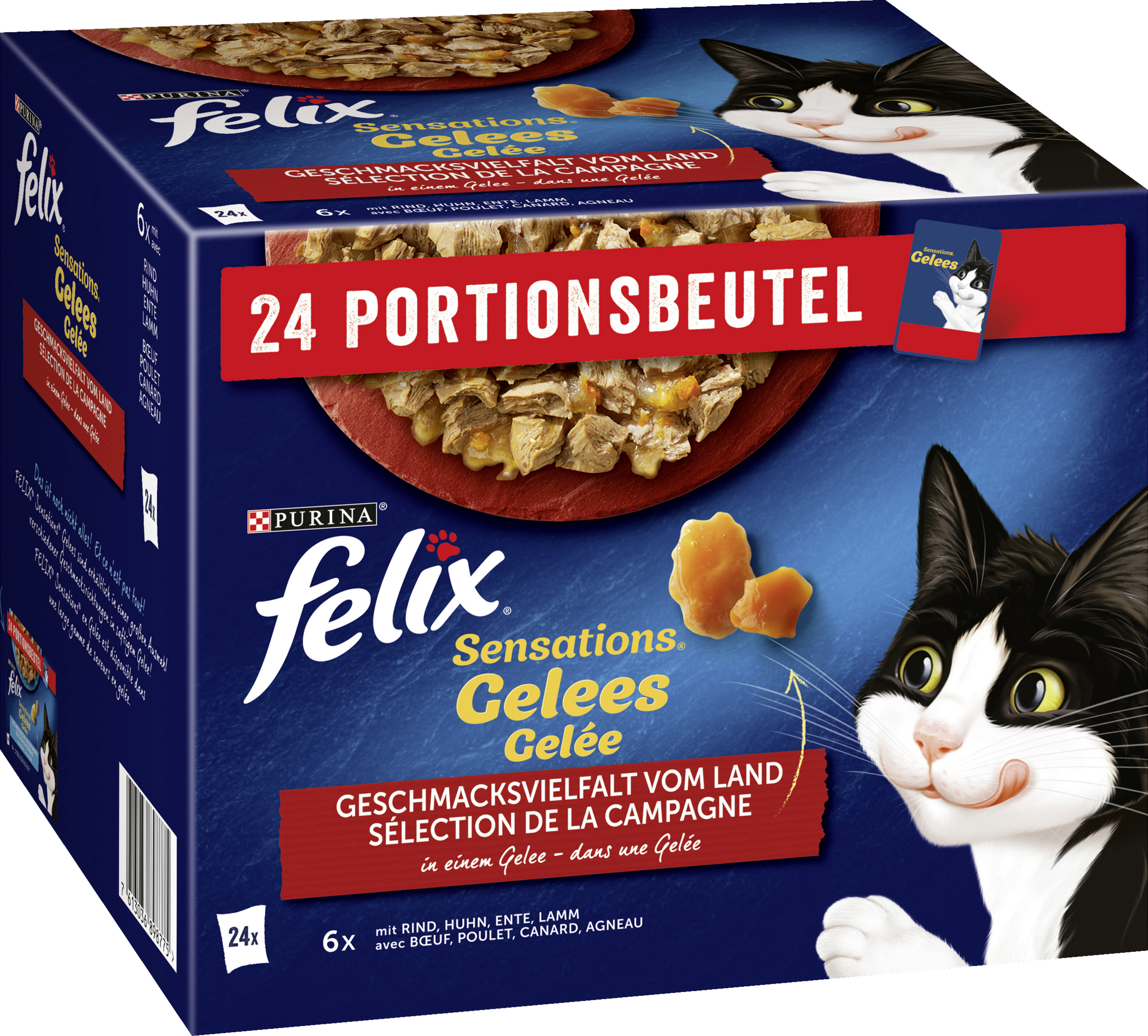 Felix Sensations Gelees, smagsoplevelser fra landet, kattevådfoder Multipack